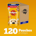 Pedigree Adult Wet Dog Food, Chicken & Liver Chunks in Gravy, 130 g (Pack of 120), Complete & Balanced Meal for Adult Dogs