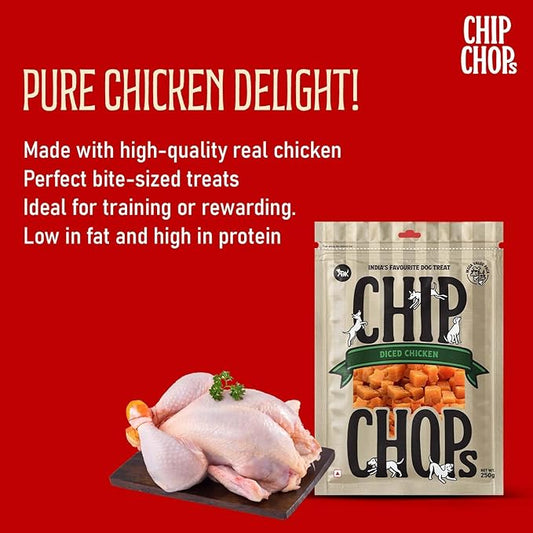 Chip Chops Diced Chicken Dog Treat, High Protein, Natural Ingredients, No Artificial Flavors, 250g