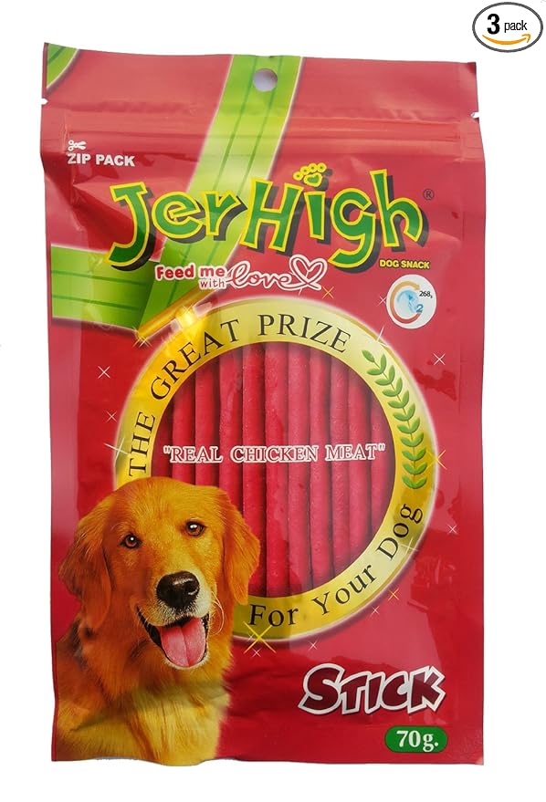 Paws for A Cause Jerhigh Real Chicken Chew Sticks - 70 GMS Each (Pack of Three), Stick Flavour