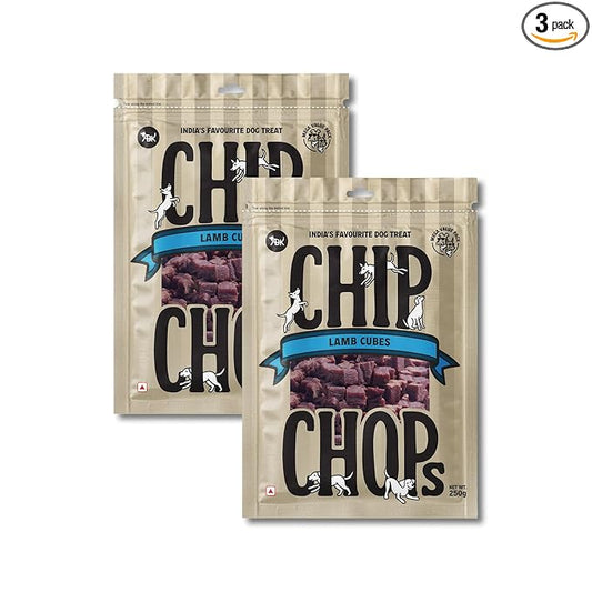 Chip Chops Lamb Cubes Dog Treat are an Excellent Source of Protein and Low in Fat, Providing a Healthy Snack Option for Your Dog 250g Pack of (3)