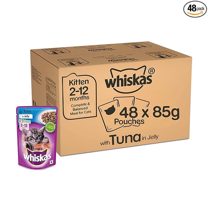 Whiskas Adult (1+ Years), Wet Cat Food, Salmon in Gravy Flavour, 48 Pouches (48 x 85g)