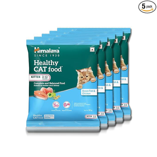 Himalaya Healthy Cat Food Pellet - Mother and Kitten (Ocean Fish and Chicken) 50g (Pack of 5)