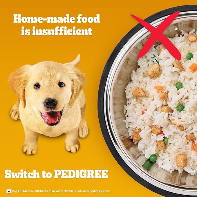 Pedigree Puppy Dry Dog Food, Chicken & Milk, 3 kg, Contains 37 Essential Nutrients, 100% Complete & Balanced Food for Puppies