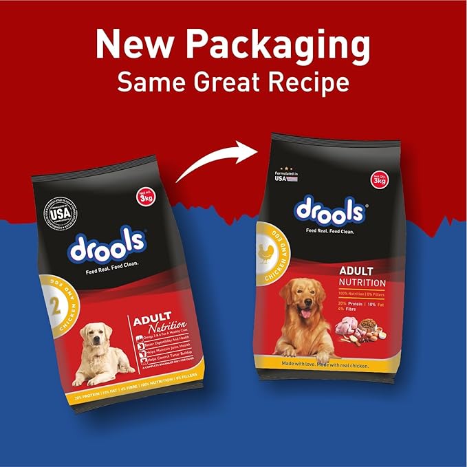 Drools Adult Dry Dog Food 3kg with Free 1.2kg, Total 4.2kg Pack | Chicken and Egg Flavour | Active behaviour | Digestive Health | Immunity | Better Digestbility & Health