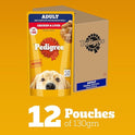 Pedigree Adult Wet Dog Food, Chicken & Liver Chunks in Gravy, 130 g (Pack of 12), Complete & Balanced Meal for Adult Dogs