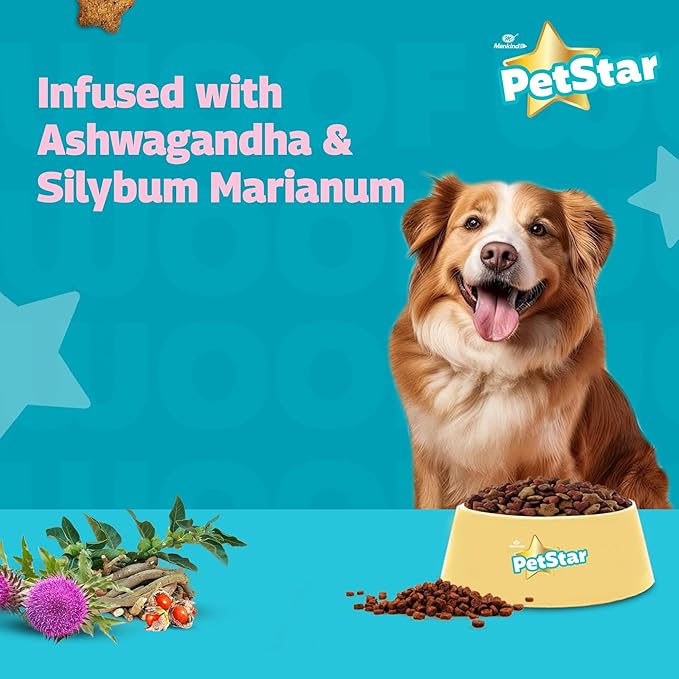 Mankind PetStar Adult Dry Dog Food (High Protein) Meat & Wheat Flavor, 1kg Pack | Improves Muscle & Strength, Supports Immunity, Protects Liver & Kidney