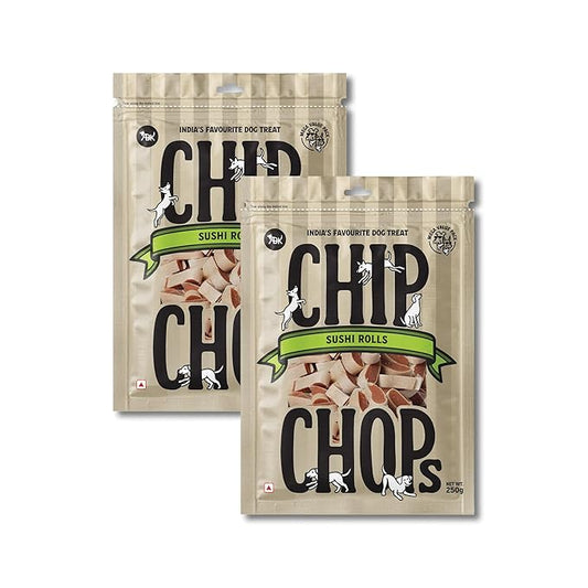 Chip Chops Dog Treat,Highly Nutritional & Digestible, Suitable for All Dog Breeds, Easy to Digest, No Artificial Flavors Added (Sushi Rolls 250g)