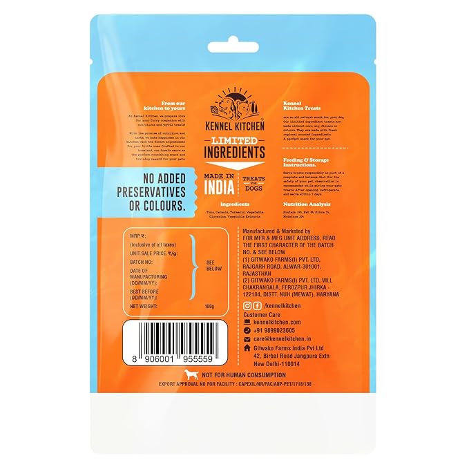 Kennel Kitchen Soft Baked Fish Sticks Treats for Dogs, 100g (Pack of 3) | Soft Dog Chew Sticks | Dog Treats for Adult Dogs and Puppies