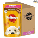 Pedigree Puppy Wet Dog Food, Lamb Flavour Chunks in Gravy, 130 g (Pack of 12), Complete & Balanced Meal for Puppies