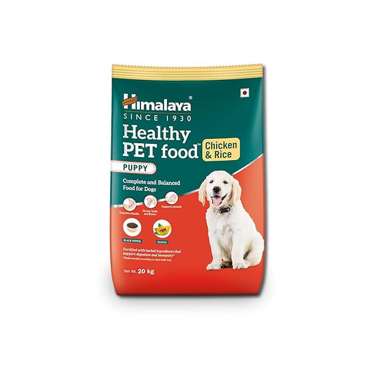 Himalaya Healthy PET Food for Puppies | Chicken & Rice | 20kg | Complete & Balanced Nutrition with Black Pepper, Oats & Papaya