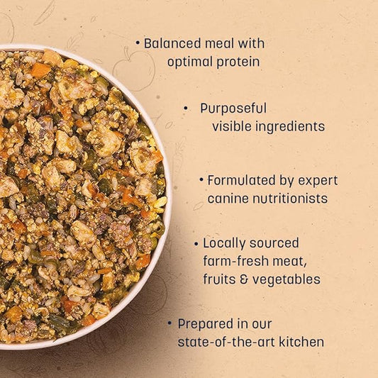 Heads Up For Tails Huft Sara's Wholesome Food - Classic Chicken and Brown Rice Dog Food | No Artificial Flavours Free for All Breeds - 100Gm | Pack of 5, All Life Stages, Gravy