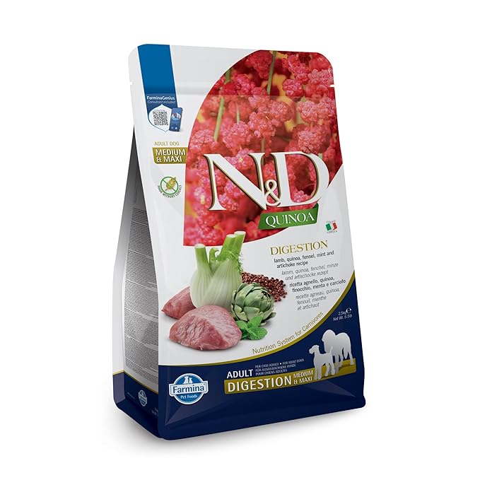 Farmina N&D Quinoa Digestion Adult Dog Food | Lamb | Supports Digestive Health | Complete Dietetic Food for Dogs | 2.5kg | Highly Digestible Formula