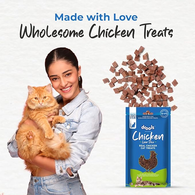 Drools Kitten & Adult Liver Diced, Cat Treats, 35g | Real Chicken Flavour | Rich in Protein | No Artificial Preservatives | Best for Training & Bonding