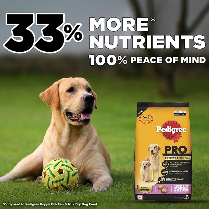Pedigree PRO Mother & Pup Starter Large Breed, 10 kg Dry Dog Food, Vet Trusted Brand, Expert Nutrition, Quality Protein, 33% More Nutrients (3-12 Weeks)