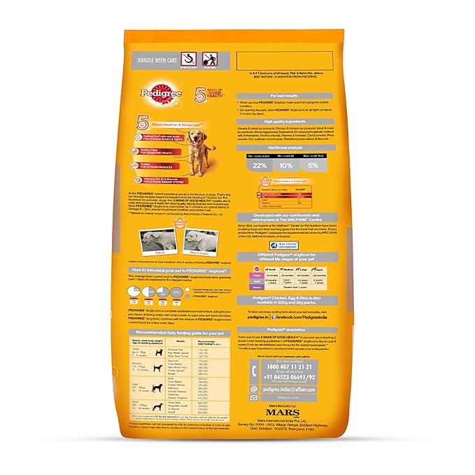 Pedigree Combo for Adult Dogs- Dry Dog Food, (High Protein Variant) Chicken, Egg & Rice, 10 kg Pack & Wet Dog Food, Chicken & Liver Chunks in Gravy, 70 g (Pack of 15)