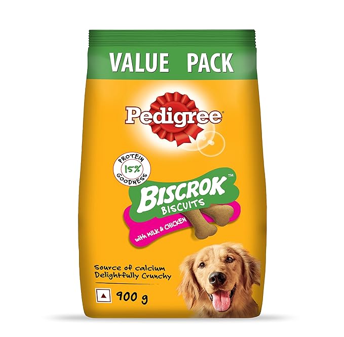 Pedigree Puppy Wet Dog Food, Chicken Chunks in Gravy, 70 g (Pack of 30) & Pedigree All Life Stages Biscrok Biscuits (Above 4 Months), Milk and Chicken Flavor, 900g Pack