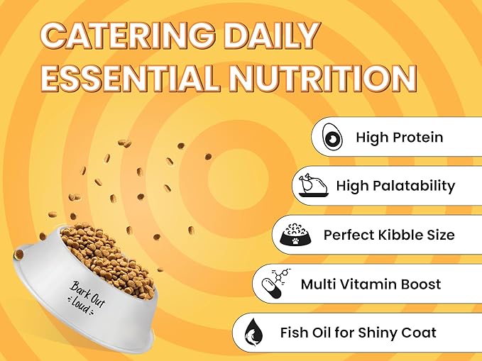 BARK OUT LOUD Essentials Small & Mini Breed Adult Dog Food – Real Chicken & Egg | Gluten-Free, Prebiotics & Fish Oil for Immunity | Dry Dog Food for Shihtzu, Poodle – 3 Kg