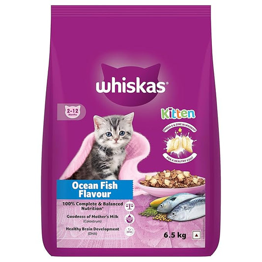 Whiskas Junior Mother Cat & Kitten (2-12 Months) Dry Cat Food, Ocean Fish Flavour, 6.5 kg, Contains 41 Essential Nutrients, Complete & Balanced Nutrition for Mother Cats & Kittens
