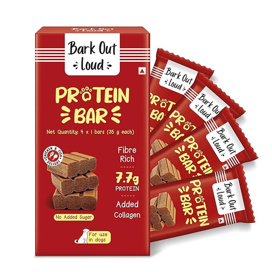 BARK OUT LOUD Protein Bars - Dog Treats with Chicken & Fish | Collagen, No Added Sugar | Pumpkin, High Fiber Snacks for Dogs | Helps Digestion, Muscle Growth & Shiny Coat - 35 GMS Each (Pack of 4)