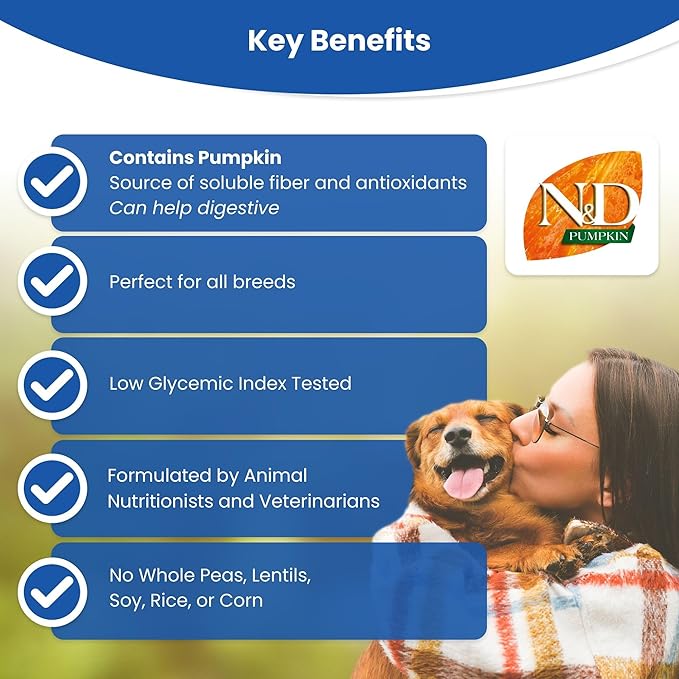Farmina N&D Pumpkin Puppy Mini Dog Food | Lamb, Blueberry & Pumpkin |Rich in Anti-oxidants| Complete Food for Puppies | 2.5kg | No Artificial Preservatives