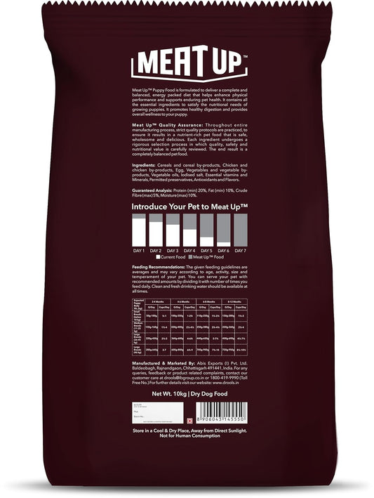 MEAT UP Puppy Dry Dog Food (Chicken Flavor) - 20 kg Pack