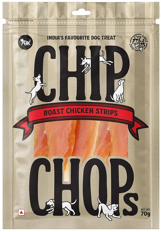 Chip Chops Chicken Strips Dog Snacks, High Protein, Grain-Free, No Artificial Additives, Delicious & Nutritious Treats for Dogs of All Breeds, 70g