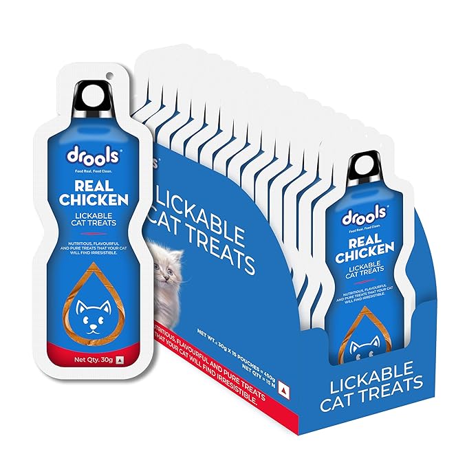 Drools All Life Stages Creamy Lickable Cat Treat (30g x 15) Total 450g Pack of 15| Real Chicken Flavour | Easy to Hand Feed | High Moisture | Easier Acceptance Protein