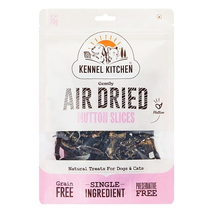 Kennel Kitchen Air Dried Dog Treats | Mutton Slices | 70g (Pack of 1) | Grain Free Natural Treats | Single Ingredient | Preservative Free