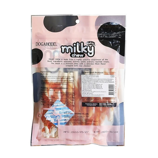 Dogaholic Milky Chew Stick Treats for Dogs of All Ages | Soft Milk-Flavoured Chicken Sticks | Ideal for Puppies & Adult Dogs | 10 Piece Pack