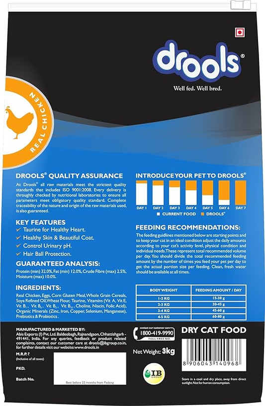 Drools Real Chicken Adult Cat Food, 3kg