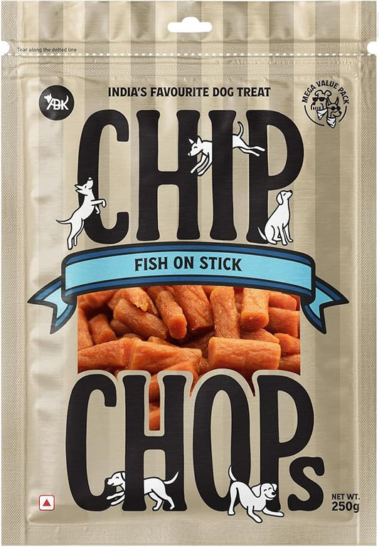 Chip Chops Fish on Stick Dog Treats – Highly Nutritious, Easily Digestible, Optimum Health Formula, Ideal for Training, Snacking & Rewards for All Dog Breeds – 250g
