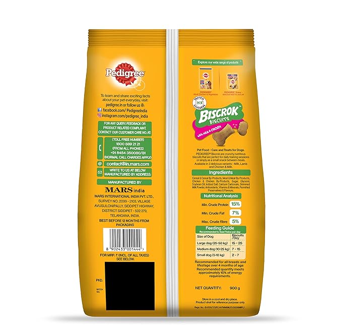 Pedigree Puppy Wet Dog Food, Chicken Chunks in Gravy, 70 g (Pack of 30) & Pedigree All Life Stages Biscrok Biscuits (Above 4 Months), Milk and Chicken Flavor, 900g Pack