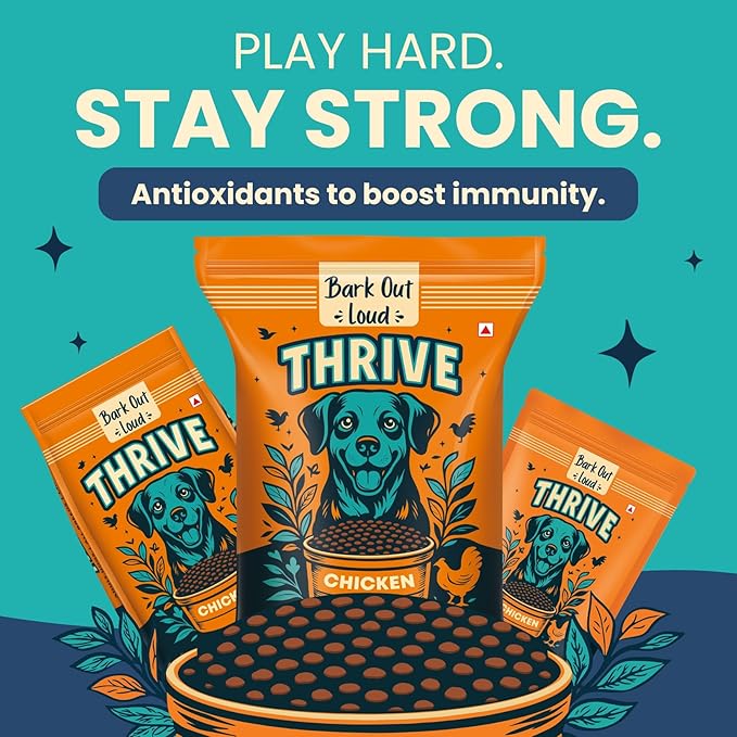 Thrive- Bark Out Loud Real Chicken Dry Dog Food | Antioxidants, Omega, Multivitamins | Yucca for Digestion (2.8 Kg)