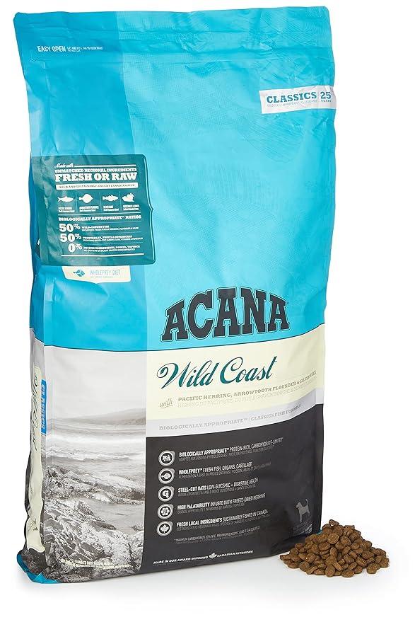 Acana Wild Coast Dry Dog Food, Grain Free Dog Food for All Life Stages, Fresh or Raw Ingredients, 9.7 kg