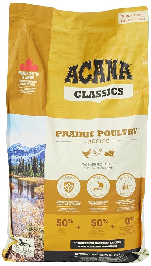 Acana Classic Prairie Poultry Dry Dog Food, Grain Free Dog Food for All Life Stages, Fresh or Raw Ingredients, 9.7 kg