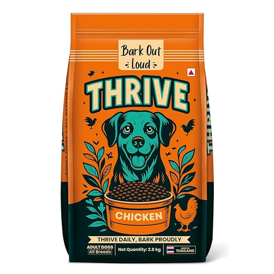 Thrive- Bark Out Loud Real Chicken Dry Dog Food | Antioxidants, Omega, Multivitamins | Yucca for Digestion (2.8 Kg)