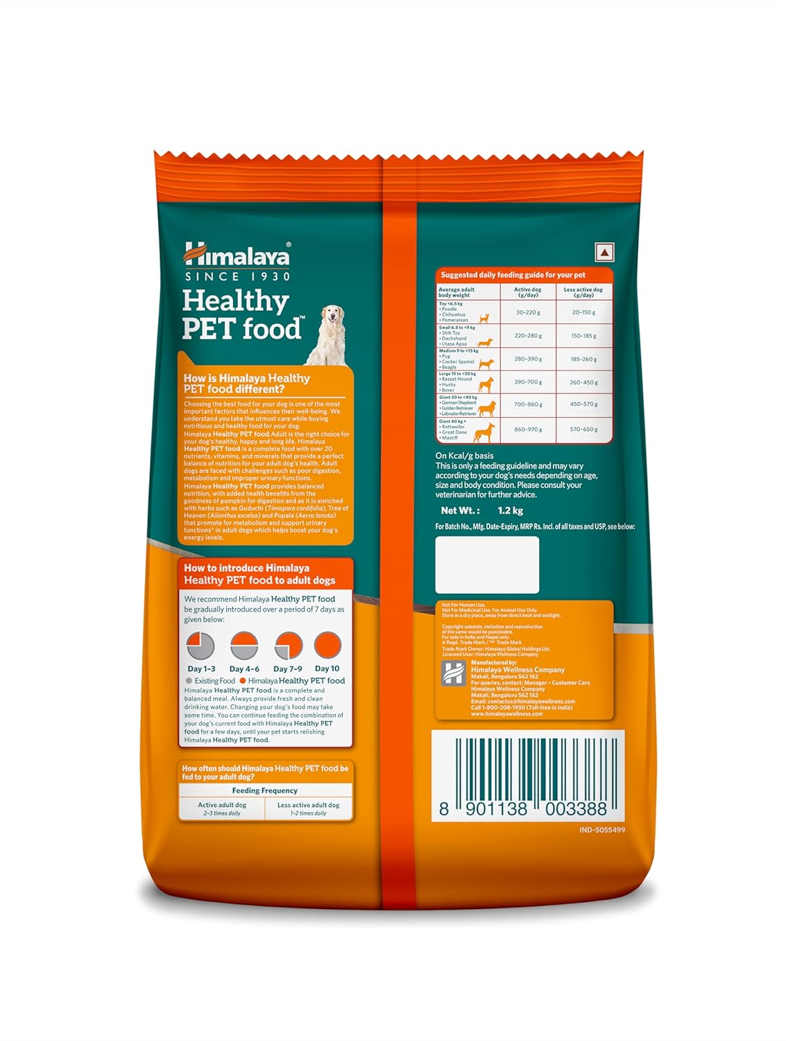 Himalaya Healthy Pet Food | Chicken & Pumpkin Flavor | For Healthy Appetite & Shiny coat | 100% Complete & Balanced Food for Adult Dogs | 1.2 kg Pack
