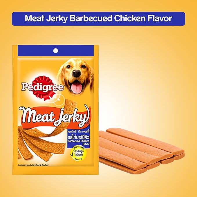 Pedigree Puppy Wet Dog Food, Chicken and Liver Chunks Flavour in Gravy with Vegetables, 30 Pouches (30x70g) & Pedigree Adult Dog Treat Sticks Meat Jerky Stix, Barbeque Chicken, 80 g Pouch