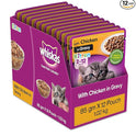 Whiskas Wet Food for Kittens (2-12 Months), Chicken in Gravy Flavour, 12 Pouches (12 x 85g)