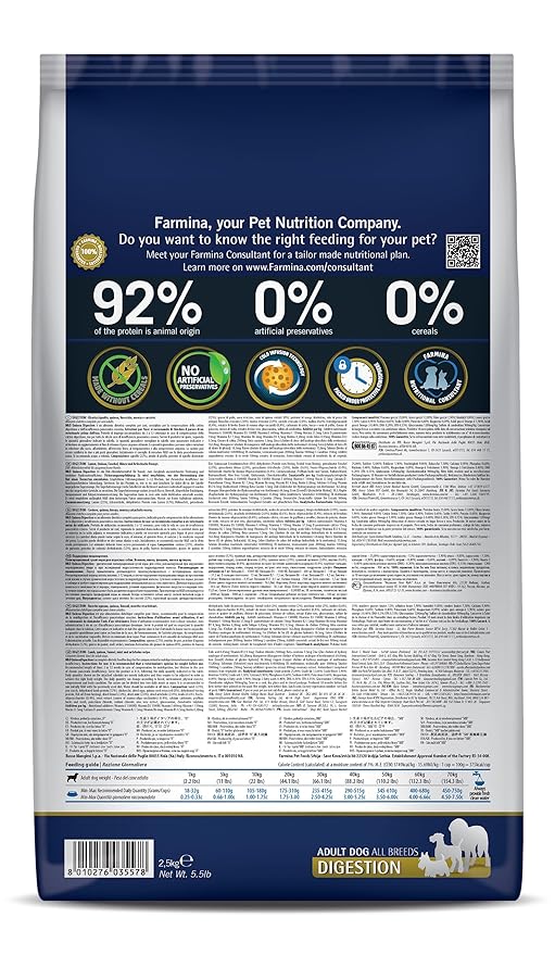 Farmina N&D Quinoa Digestion Adult Dog Food | Lamb | Supports Digestive Health | Complete Dietetic Food for Dogs | 2.5kg | Highly Digestible Formula