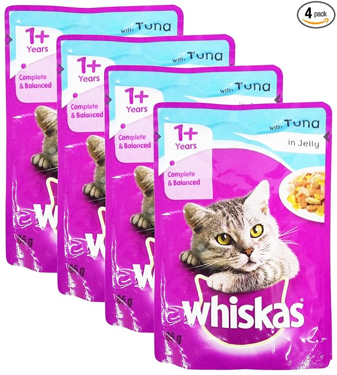 More Combo - Whiskas Wet Meal Adult Cat Food Tuna in Jelly, 85g (Pack of 4) Promo Pack