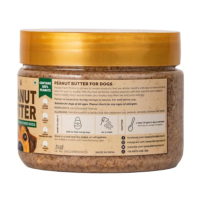 Peanut Butter for Dogs | Dog Food and Treat | No Xylitol | Protein Rich Food | Natural, Zero Preservatives | Pack of 2 (250gm Each)
