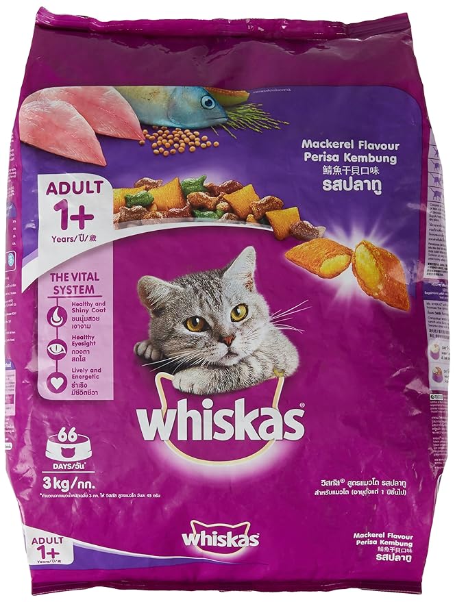 Whiskas Adult Cat Food, Pocket Mackerel, 3 kg