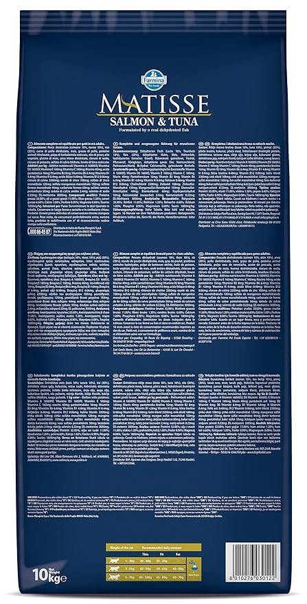 Farmina Matisse Salmon & Tuna Cat Food | Complete & Balanced Nutrition | for Adult Cats | Supports Coat Shine & Digestion | 10kg