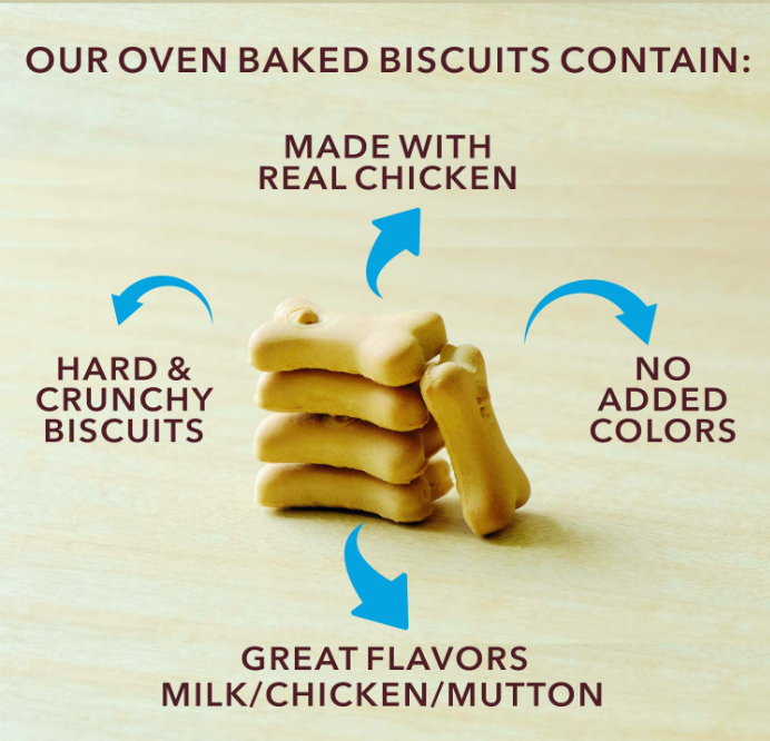 Meat Up Dog Treats Biscuits Real Chicken Flavour, 500g (Buy 1 Get 1 Free),1 Kg Pack