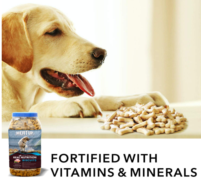 Meat Up Dog Treats Biscuits Real Chicken Flavour, 500g (Buy 1 Get 1 Free),1 Kg Pack